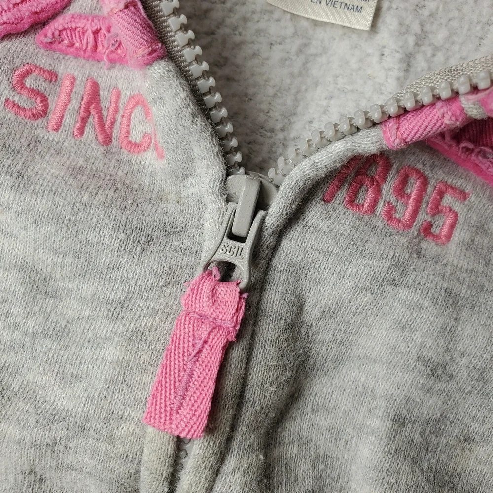 OshKosh B'gosh Gray & Pink Fleece-Lined Zip-Up Jacket Toddler Girl Size 24m